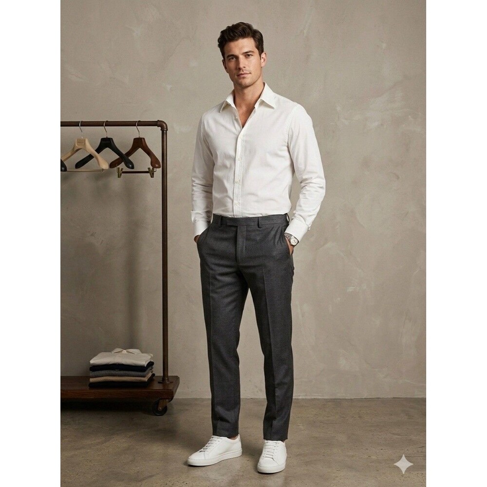 Prada Milano Men's White Stretch Cotton Button-Down Dress Shirt - Size 41/16